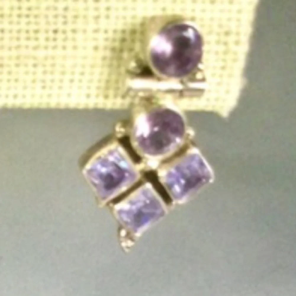 Vintage Amethyst 925 Sterling Silver Earrings - Picture 7 of 9